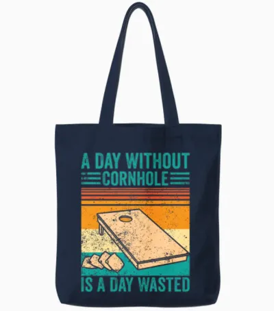 Funny Cornhole Retro Tote Bags - Navy