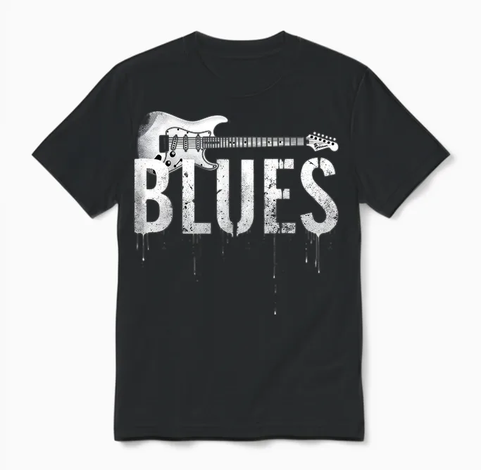 Distressed E-Gitarre Blues Music Unisex T-Shirt in Black