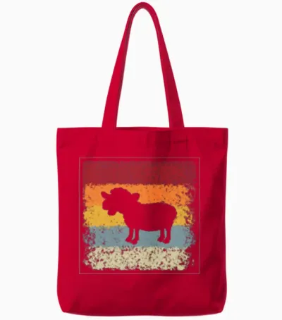 Sheep Retro Tote Bags - Red