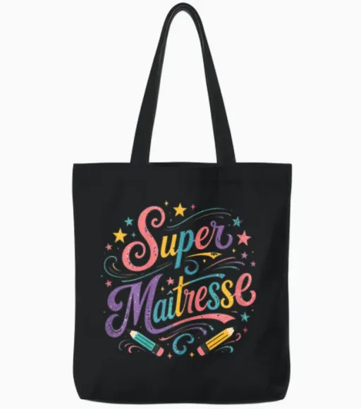 Gift Super Teacher School End Year Original Teacher Tote Bags - Black