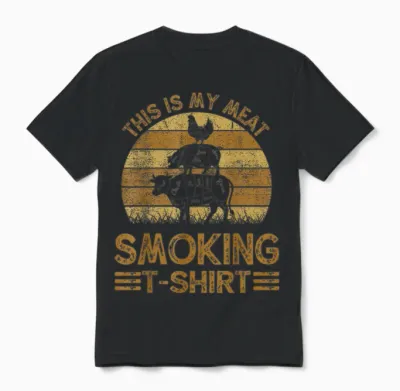 Funny This Is My Meat Smoking T-Shirt Bbq Dad Barbeque Gift Unisex T-Shirt - Black