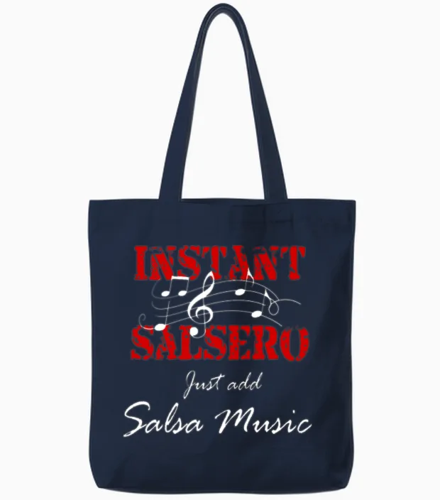 Instant Salsero Just Add Salsa Music Tote Bags in Navy