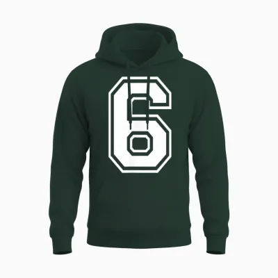 6 Number Six Team Sports Graphic Design Matching Varsity Unisex Hoodie - Forest