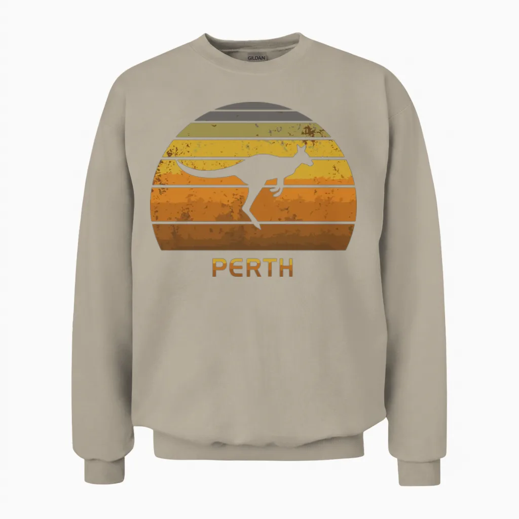 Retro Kangaroo Perth Australia Unisex Sweatshirt in Sand