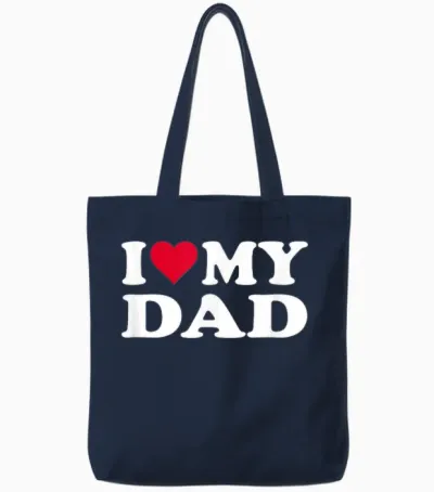 Red Heart I Love My Dad T-Shirt, Black, S Tote Bags - Navy