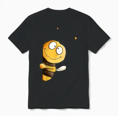 Süße Biene Cartoon Handgezeichnetes Hummel Motiv Unisex T-Shirt - Black