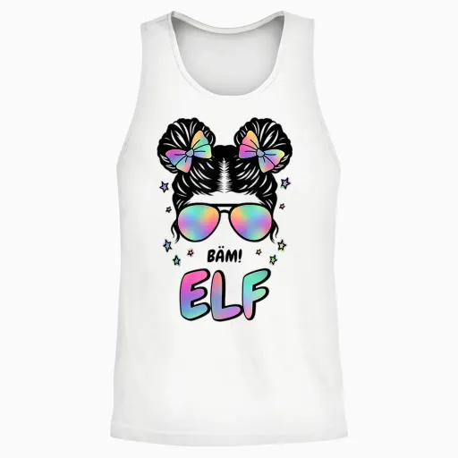 11th Birthday Girl Messy Bun Bäm! 11 Unisex Tank Top - White