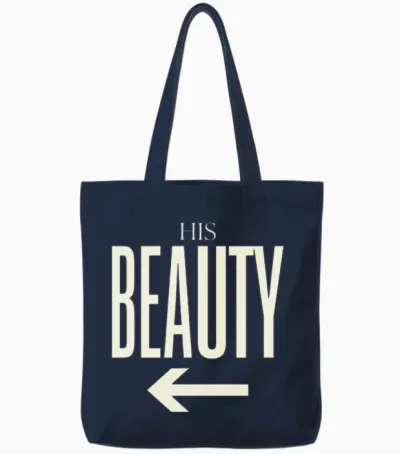 His Beauty Luxury Matching Couple Shirt Arrow Tote Bags - Navy