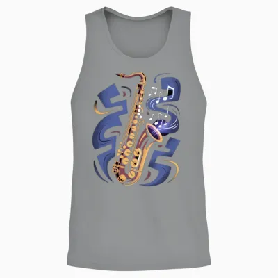 Saxophone with Musical Notes Unisex Tank Top - Sport Grey