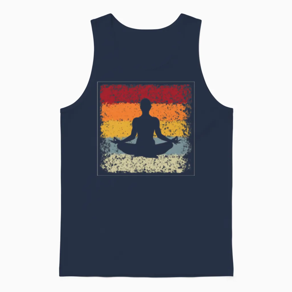 Meditation Retro Unisex Tank Top in Navy