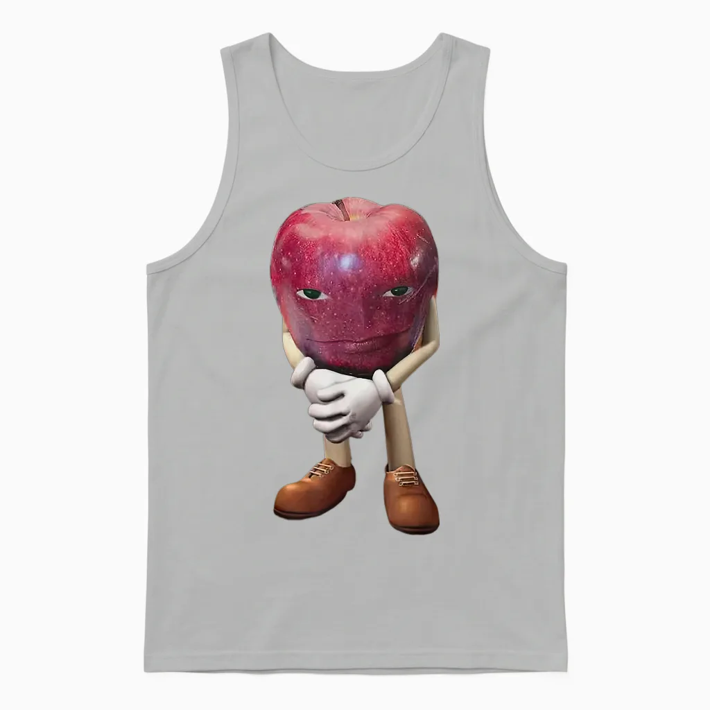 Me Asf Apple Funny Apple with Face Meme Wapple Unisex Tank Top in Ash