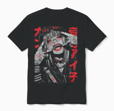 Harajuku Streetwear Cyberpunk Aesthetic Techwear Anime Manga T-Shirt, Black Unisex T-Shirt - Black