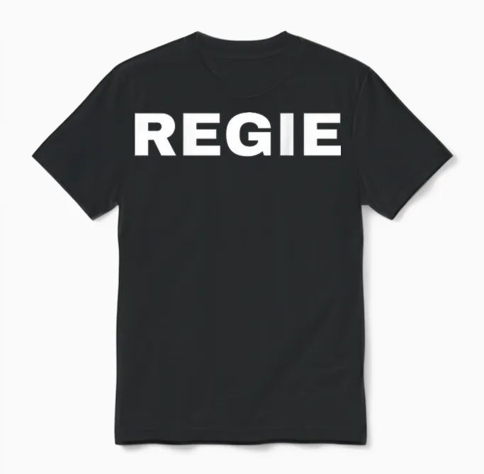 Regie (back) T-Shirt, Black Unisex T-Shirt in Black