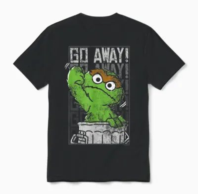 Sesame Street Oscar the Grouch Go Away Unisex T-Shirt - Black