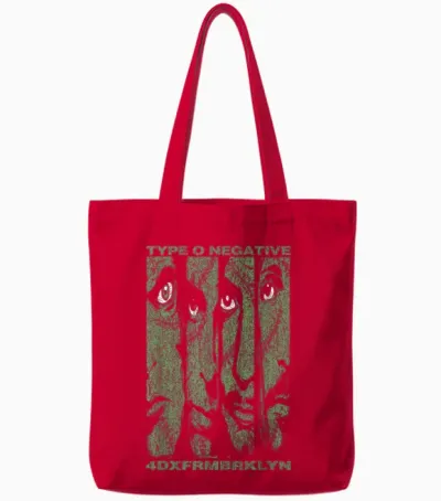 Type O Negative Faces T-Shirt, Black, S Tote Bags - Red