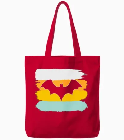 Bat Retro Tote Bags - Red