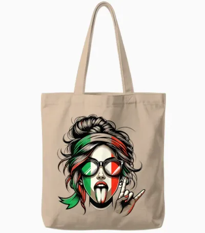 Artipalati Geschenke Italienisches Damen T-Shirt Mit Kurzarm in Weiß Und Bunt, Größe Xs, Klassisches Italien-Flaggen-Design, Ideal Für Geburtstage Tote Bags - Natural