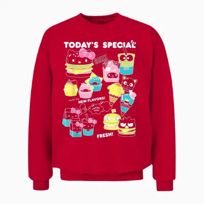 Hello Sanrio Kawaii Burger Shop Foodie Menu Unisex Sweatshirt - Red