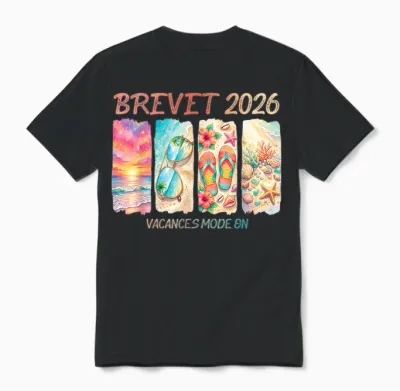 Brevet 2026 Vacances Plages Mode on Félicitation Mention Unisex T-Shirt - Black