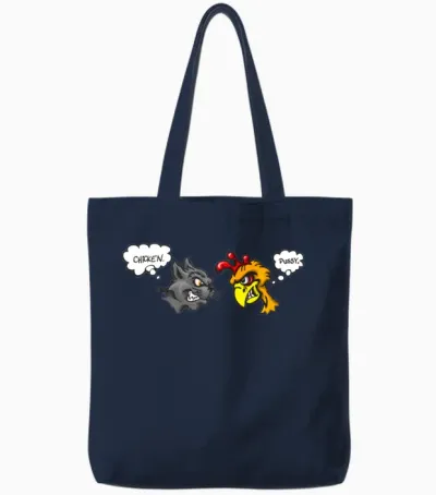 The Chicken and the Pussy Tote Bags - Navy