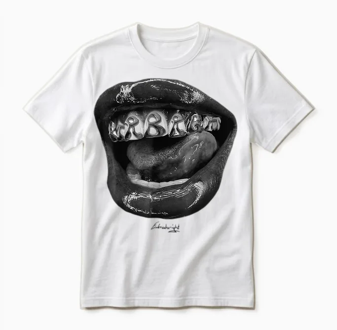 Extrabright Grillz T-Shirt, Men & Women, Unisex Adult & Children, Black, S, Classic, Streetwear, Plain, Pull-On, 1 Count, 0 Pockets, Stretchable, Unique Design, Spring & Summer Unisex T-Shirt in White