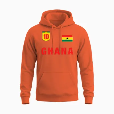 Ghana Fussball Team Fan Trikot Weiß Ghana Outfit Design Unisex Hoodie - Orange