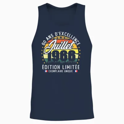 Vintage Juillet 1966 Cadeau D'anniversaire 60 Ans Hommes Unisex Tank Top - Navy