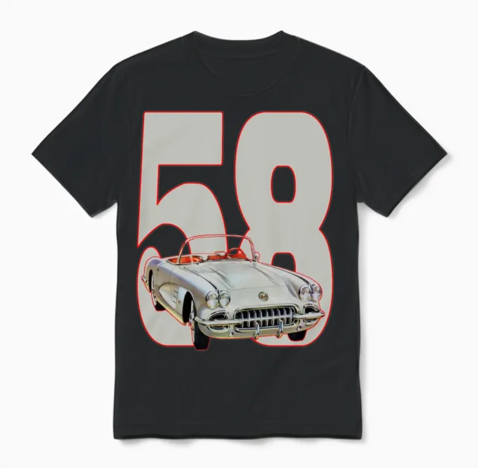1958 Corvette Unisex T-Shirt in Black