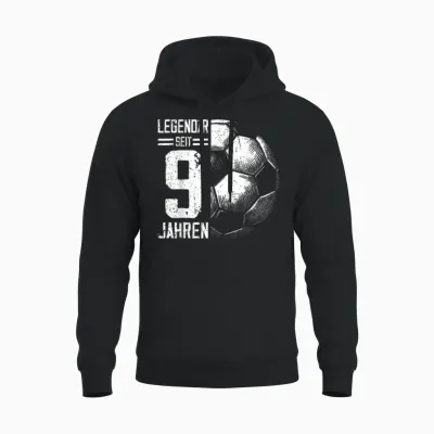 9th Birthday Retro Football Player 9 Years Boy Unisex Hoodie - Black