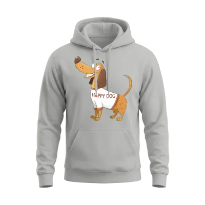 Cartoon Dog Unisex Hoodie - Ash
