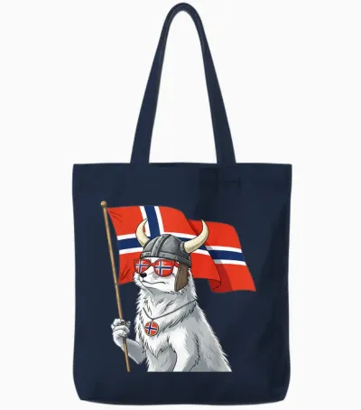 Norway Flag Norge Norwegian Pride Tote Bags - Navy
