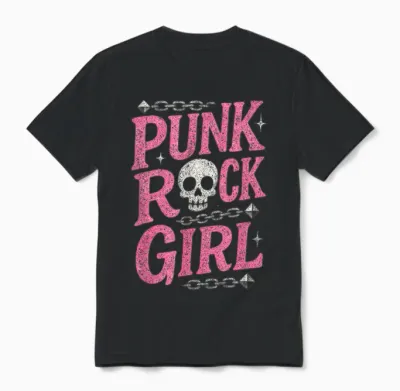 Punk Rock Girl - Punk Rock Music Rocker Musician Unisex T-Shirt - Black