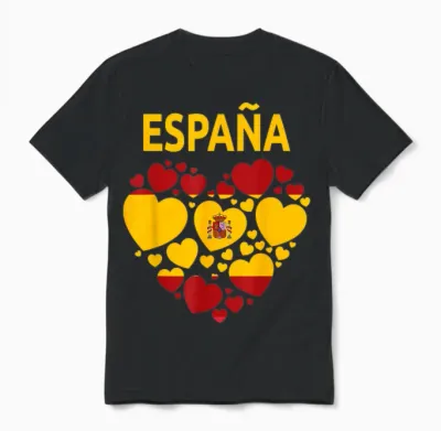 Spanische Flagge Herz Idee Für Damen & Kinder Spanien Flagge Outfit Unisex T-Shirt - Black