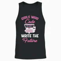 Girl Who Code Writes the Future Programmer Unisex Tank Top in Black - 2