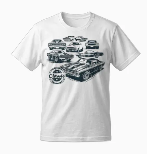 Classic Cars Collection Vintage Muscle Cars Unisex T-Shirt - White