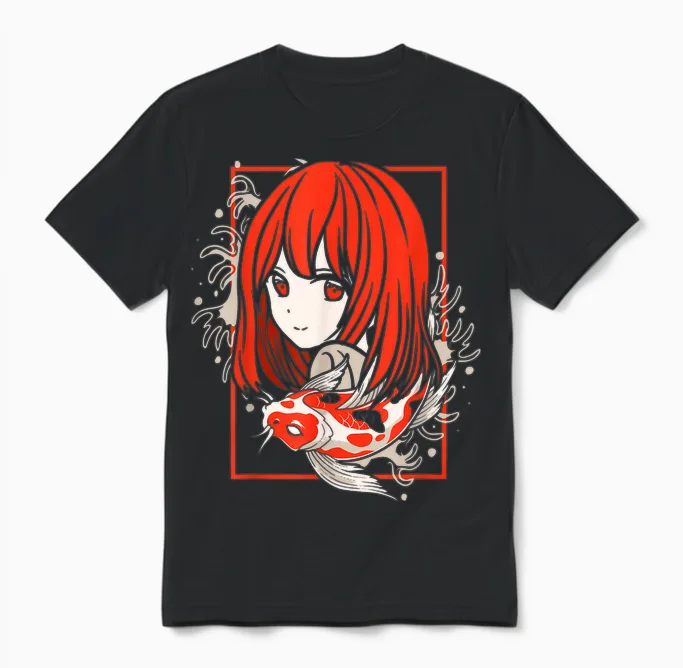 Anime Girl Art Manga Japan Culture Country Man Woman Gift T-Shirt, Black Unisex T-Shirt in Black