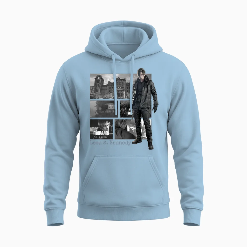 Resident Evil Requiem Leon Fp Unisex Hoodie in Light Blue