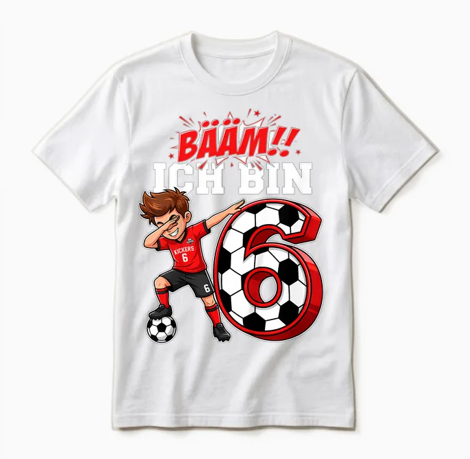Bääm Ich Bin 6 1 Geburtstag Junge 6 1 Fussball Geburtstag Unisex T-Shirt in White