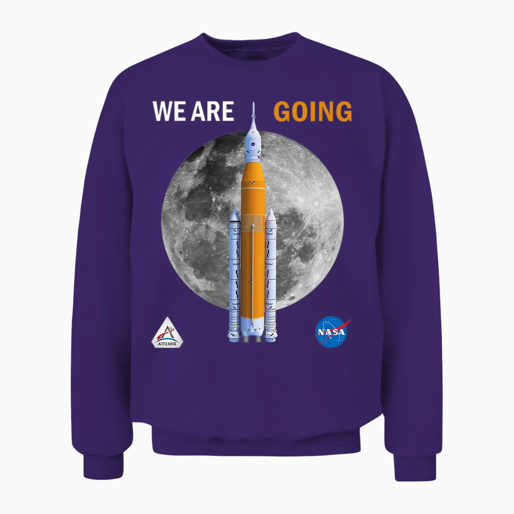Nasa Artemis We Are Going Mond Sls Insignia Logo Unisex Sweatshirt in Purple