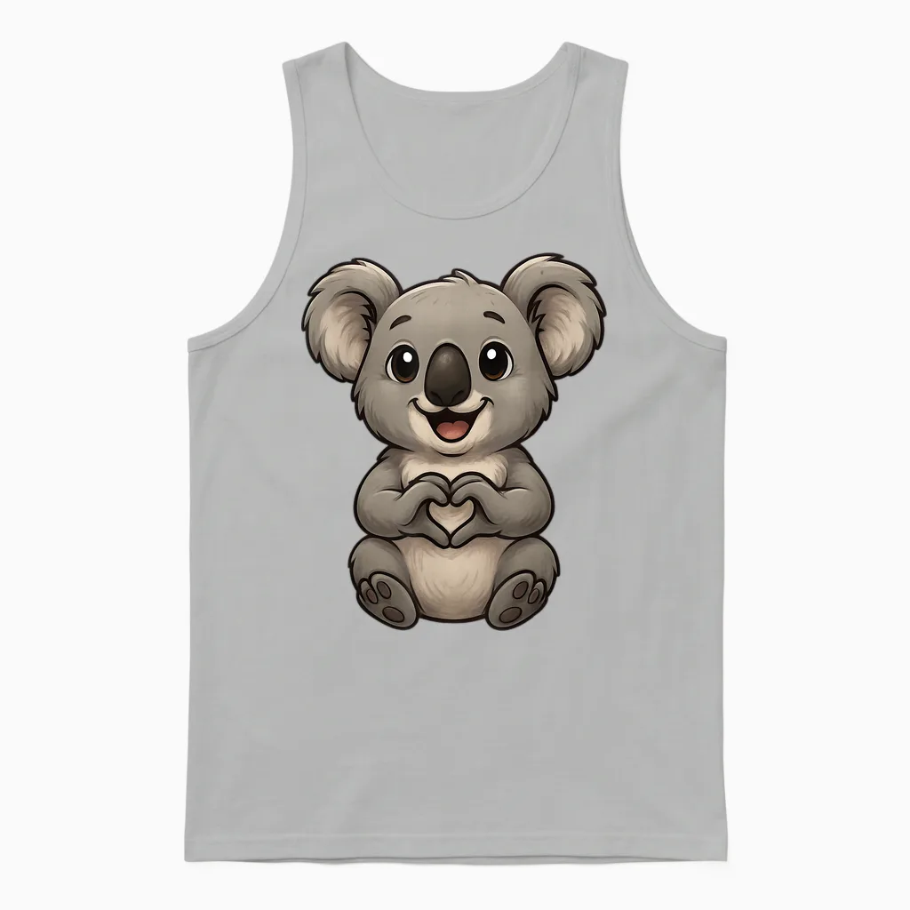 Koala with Heart | Cute Koala Bear with Heart Symbol Unisex Tank Top in Ash