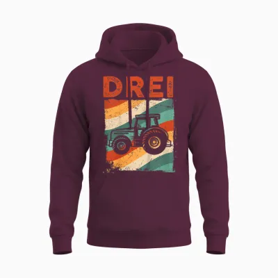3. Geburtstag Retro Traktor Junge Trecker Bauer Kinder Unisex Hoodie - Maroon