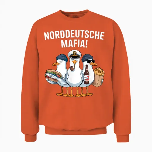 T-Shirt North German Mafia Seagulls North German Low German Captain Unisex Sweatshirt in Orange