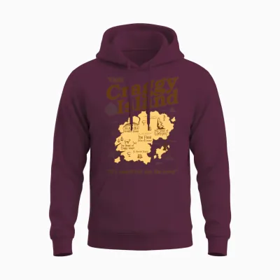 Visit the Map of Craggy Island – It's Small but Not Far Long Sleeve, Grey, S Unisex Hoodie - Maroon