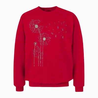 Retro Insect Dragonfly Dandelion Unisex Sweatshirt - Red