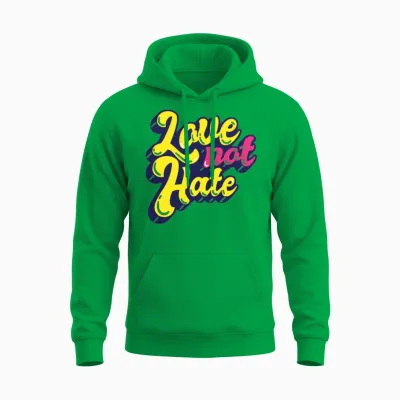 Love Not Hate Retro Unisex Hoodie - Irish Green