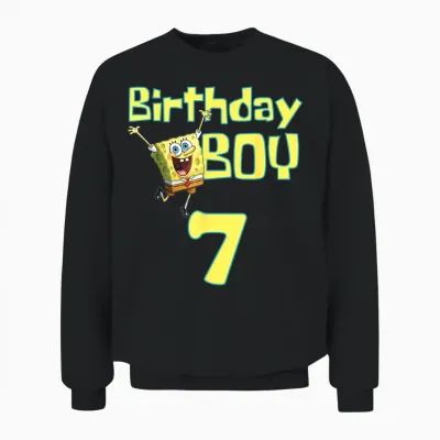 Mademark X Spongebob Squarepants - Spongebob Squarepants Birthday Boy 7 Unisex Sweatshirt - Black