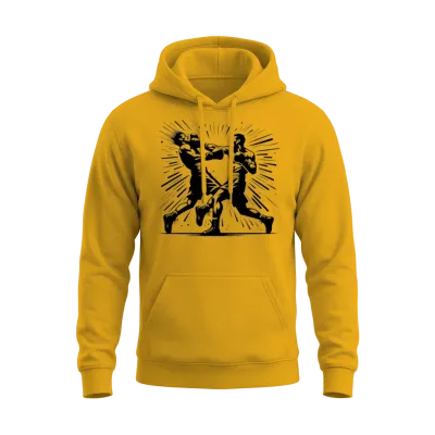 Retro Boxing Action the Decisive Punch Unisex Hoodie - Gold