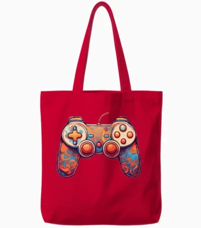 Retro Swirl Gamer Tote Bags - Red