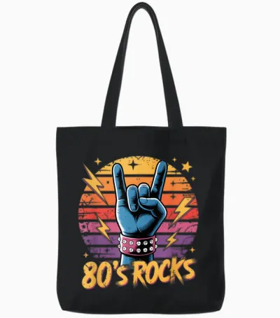 Vintage 80s Rock Bands 80s Party Retro Music Band Tote Bags - Black