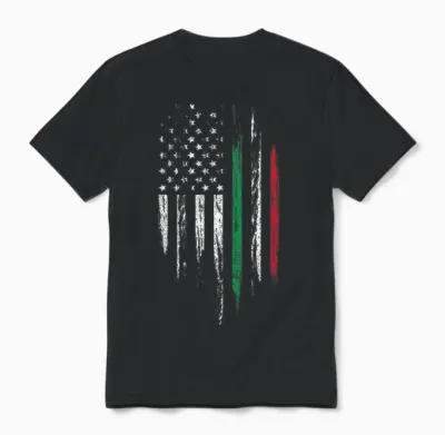 Italian American Flag Combo Italy Usa Italia Patriotic Gift Unisex T-Shirt - Black